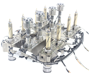 8+8 mixed side inlet glue+needle valve hot runner system